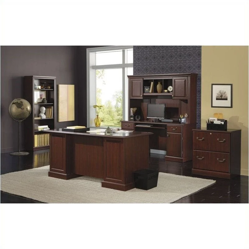 Office in an Hour L Shaped Cubicle Desk Set in Hansen Cherry - Engineered  Wood