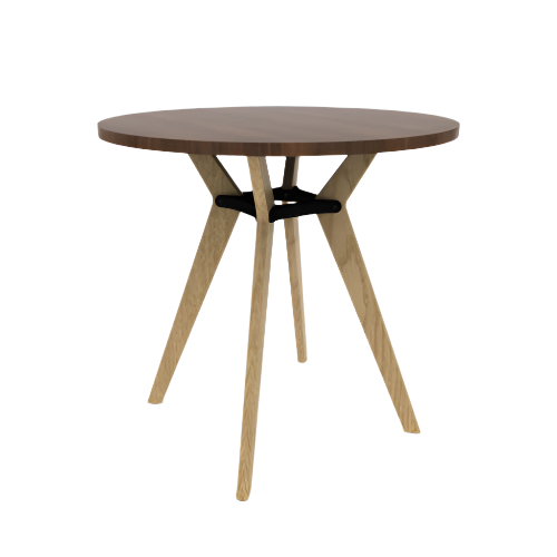 Rang 42" x 42" Round Bar Table Solid Wood Legs Steel Apron HPL Top wit