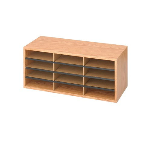 Wood Adjustable Literature Organizer - 12 Compartment