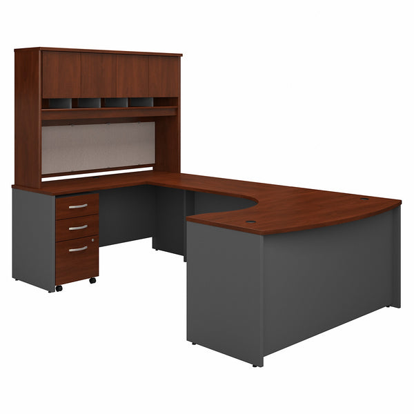 Bush Business Furniture Series C 60W Left Handed Bow Front U Shaped Desk with Hutch and Storage