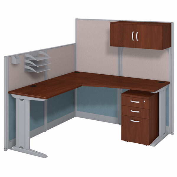 Bush Business Furniture Office in an Hour 65W x 65D L Shaped Cubicle Workstation with Storage