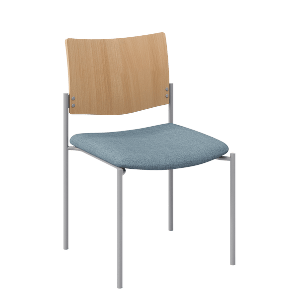 KFI Studios Evolve Armless Wood Back Guest Chair with Upholstered Seat