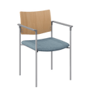 Evolve Wood Back Guest Chair with Arms and Upholstered Seat