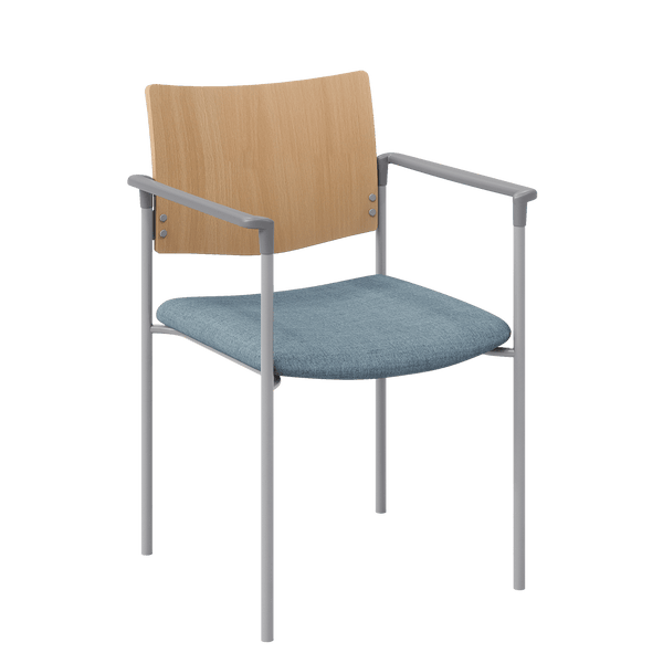 KFI Studios Evolve Wood Back Guest Chair with Arms and Upholstered Seat