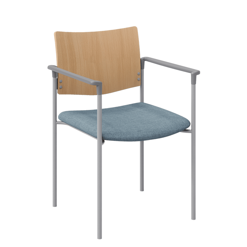 KFI Studios Evolve Wood Back Guest Chair with Arms and Upholstered Seat