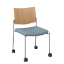 Evolve Armless Wood Back Mobile Side Chair with Upholstered Seat