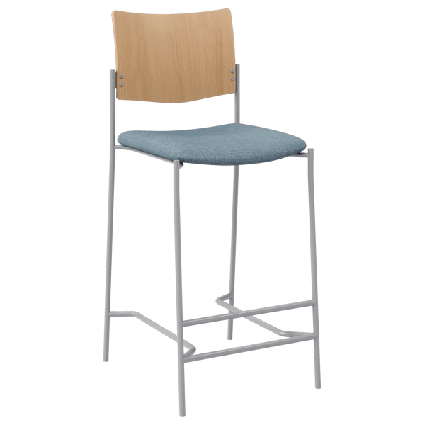 KFI Studios Evolve Series Wood Back Bar Stool with Upholstered Seat