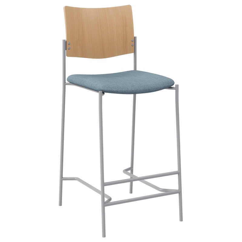 KFI Studios Evolve Series Wood Back Bar Stool with Upholstered Seat