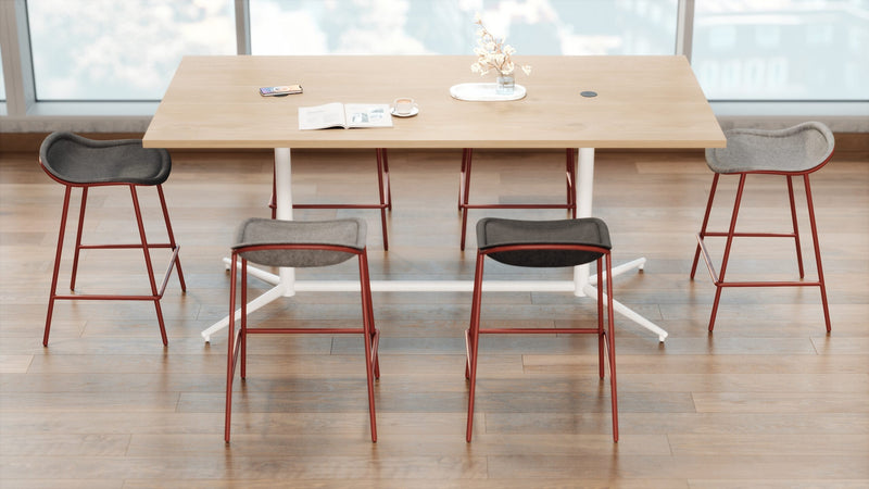 Vaux 36 x 72" Rounded Rectangle Conference Table HPL Top with Square Edge Glides 36"H