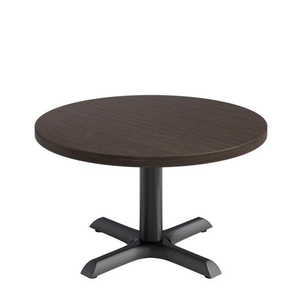 Proof Cast Iron Round Pedestal Table with X-Base HPL Top