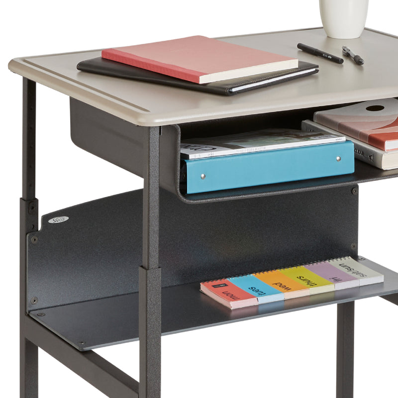 AlphaBetter® Desk, 28 x 20" Standard Top, Book Box and Swinging Footrest Bar