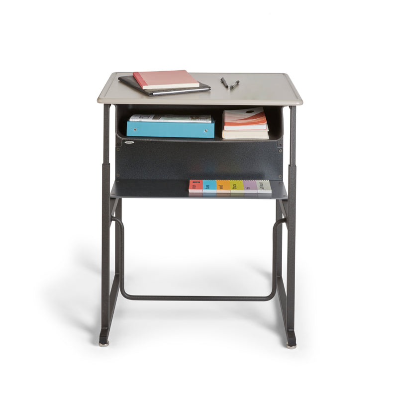 AlphaBetter® Desk, 28 x 20" Standard Top, Book Box and Swinging Footrest Bar