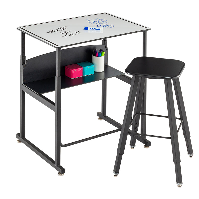 AlphaBetter® Desk, 28 x 20" Premium or Dry Erase Top and Swinging Footrest Bar