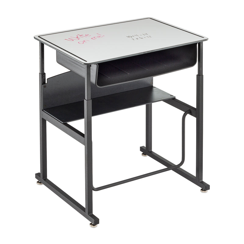 AlphaBetter® Desk, 28 x 20" Premium or Dry Erase Top, Book Box and Swinging Footrest Bar