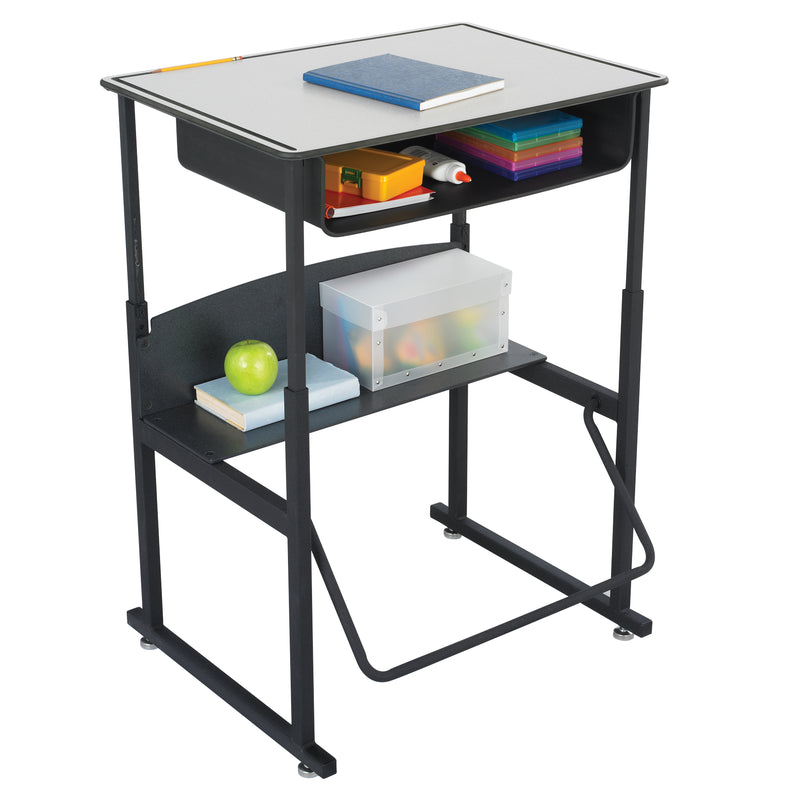 AlphaBetter® Desk, 28 x 20" Premium or Dry Erase Top, Book Box and Swinging Footrest Bar