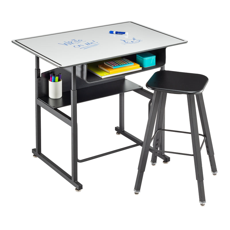 AlphaBetter® Desk, 36 x 24" with Book Box and Swinging Footrest Bar