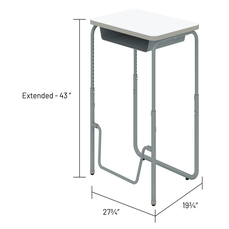 AlphaBetter® 2.0 Height – Adjustable Student Desk with Book Box and Pendulum Bar 29"-43”