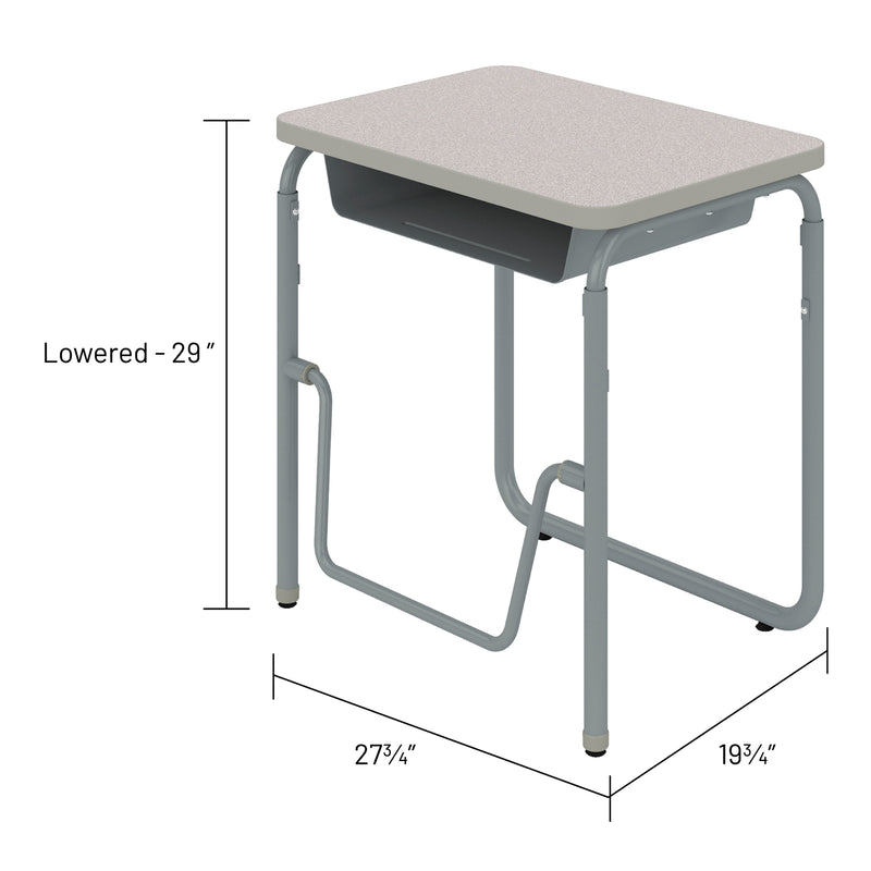 AlphaBetter® 2.0 Height – Adjustable Student Desk with Book Box and Pendulum Bar 29"-43”