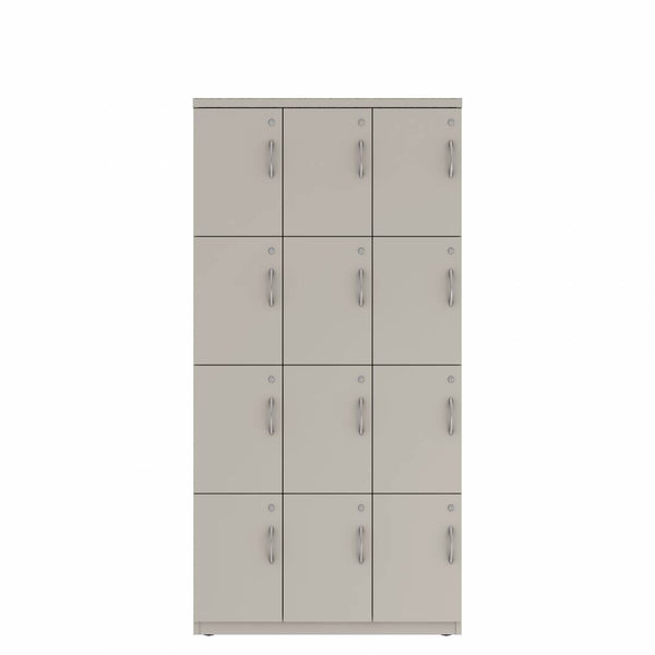 Prime™ 72"H Triple Column Locker, Four Rows, 36"W x 18"D, Flat Metal Doors - Left Opening