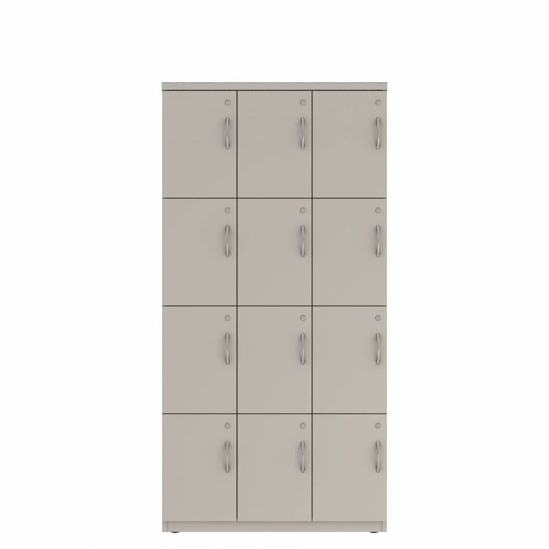 Prime™ 72"H Triple Column Locker, Four Rows, 36"W x 18"D, Flat Metal Doors - Left Opening