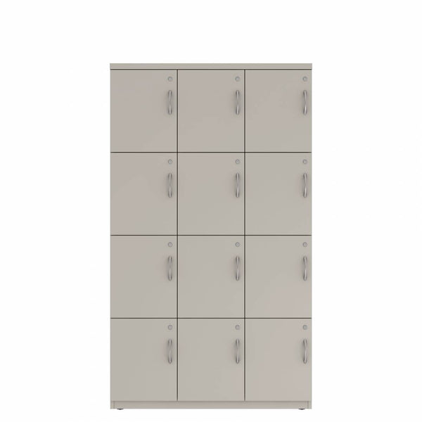 Prime™ 72"H Triple Column Locker, Four Rows, 42"W x 18"D, Flat Metal Doors - Left Opening