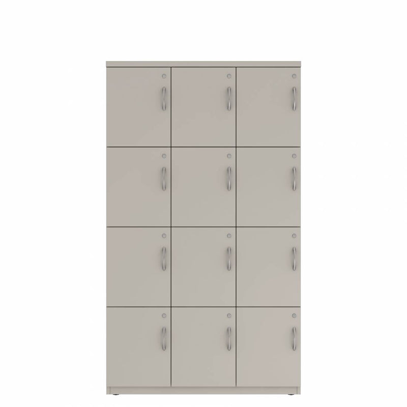 Prime™ 72"H Triple Column Locker, Four Rows, 42"W x 18"D, Flat Metal Doors - Left Opening