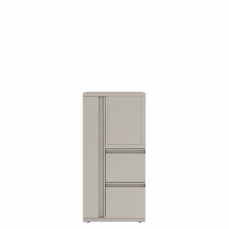 Prime™ 49.6"H Personal Storage Tower, Open Side Shelves, Wardrobe - Left, File/File - Right