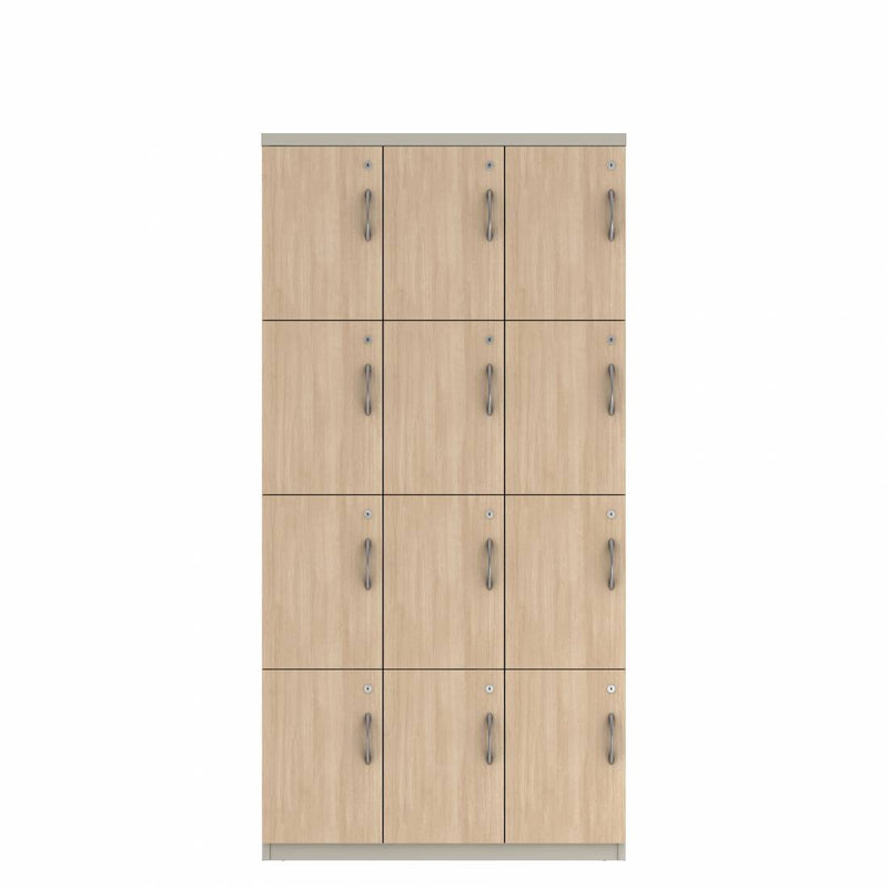 Prime™ 72"H Triple Column Locker, Four Rows, 36"W x 18"D, Laminate Doors - Left Opening