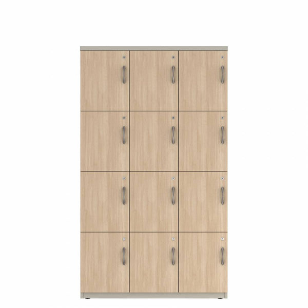 Prime™ 72"H Triple Column Locker, Four Rows, 42"W x 18"D, Laminate Doors - Left Opening