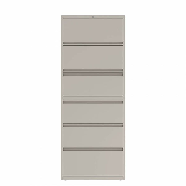 Prime™ 77.6"H Six Drawer Lateral File Cabinet, Posting Shelf, 30"W x 18"D - Two Receding, Four Fixed Front