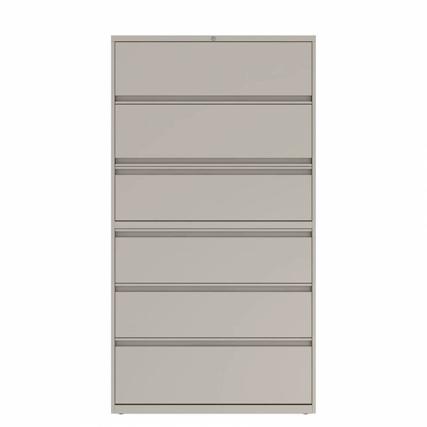 Prime™ 77.6"H Six Drawer Lateral File Cabinet, Posting Shelf, 42"W x 18"D - Two Receding, Four Fixed Front