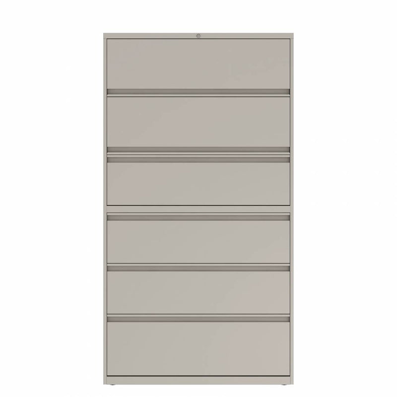 Prime™ 77.6"H Six Drawer Lateral File Cabinet, Posting Shelf, 42"W x 18"D - Two Receding, Four Fixed Front