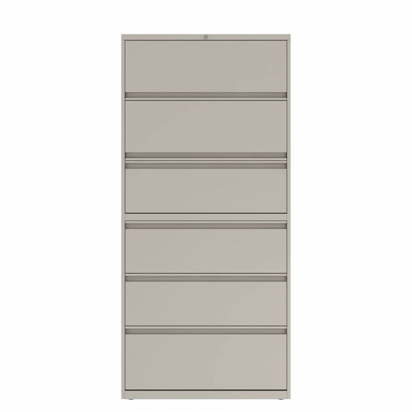 Prime™ 77.6"H Six Drawer Lateral File Cabinet, Posting Shelf, 36"W x 18"D - Two Receding, Four Fixed Front