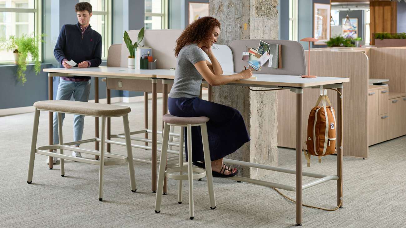 Commercial interior with lounge seating and natural light