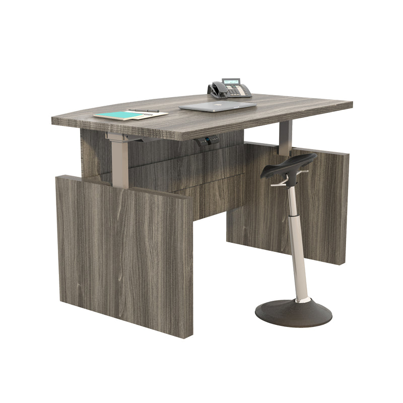 Aberdeen® Height-Adjustable Desk, Bow Front with Base, 72" W