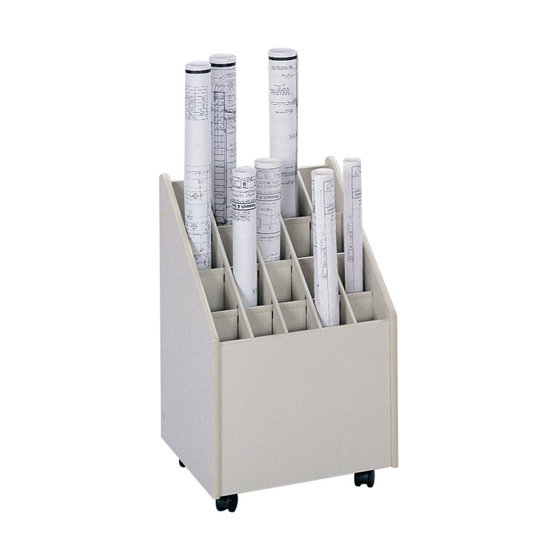 Wood Mobile Roll File, 20 Compartment