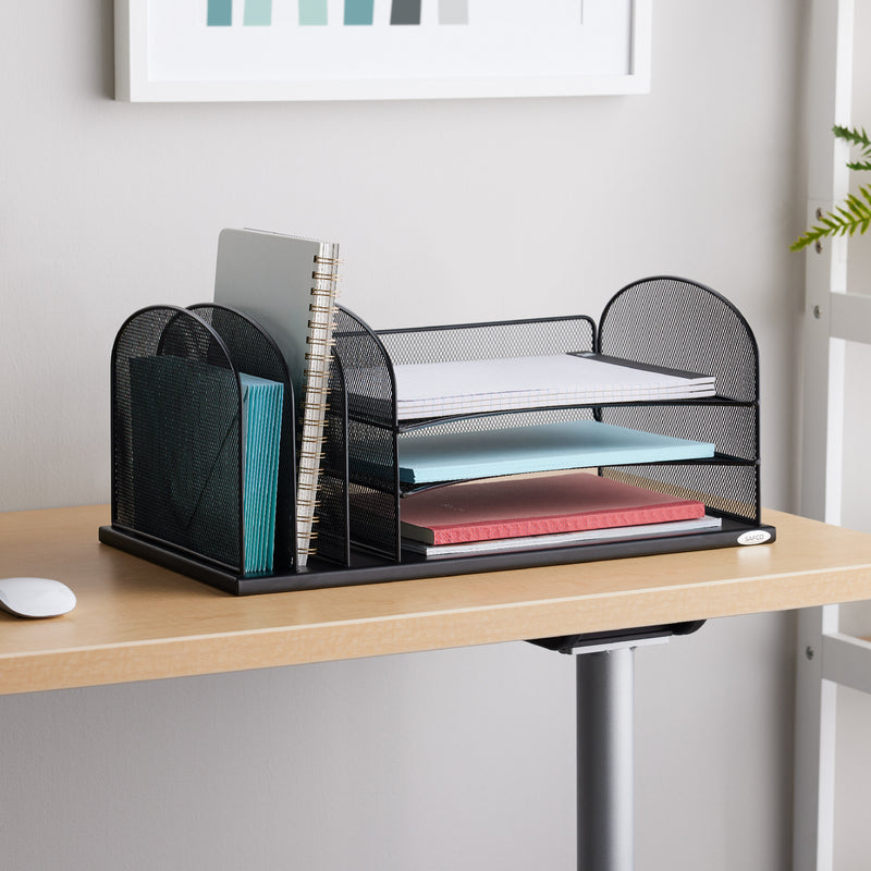 Onyx™ Mesh Desk Organizer 3 Horizontal/3 Upright sections