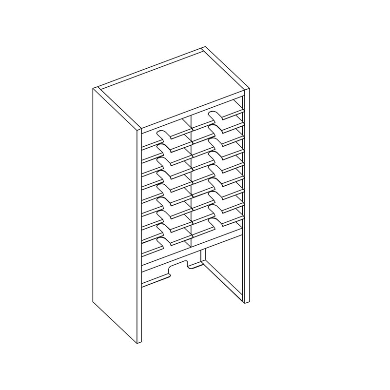 Mailflow Systems Sorter, Closed Back w/ 15" Elevation; 20 Sorting Pockets 15”D