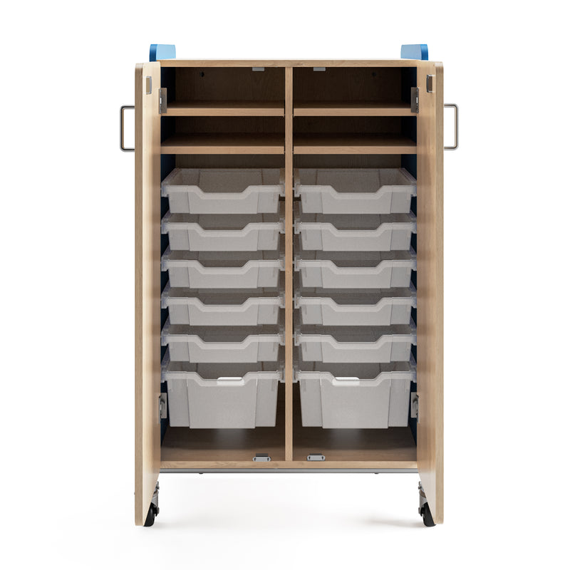 Whiffle Typical 14 Double Column 48" Totes & Single Shelves, Two Double Doors