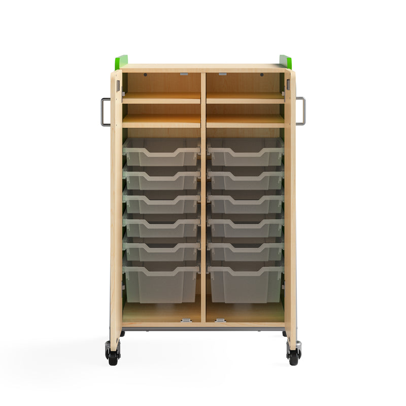 Whiffle Typical 14 Double Column 48" Totes & Single Shelves, Two Double Doors