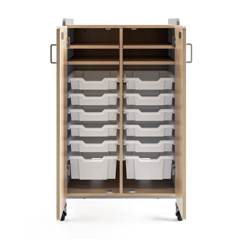 Whiffle Typical 14 Double Column 48" Totes & Single Shelves, Two Double Doors