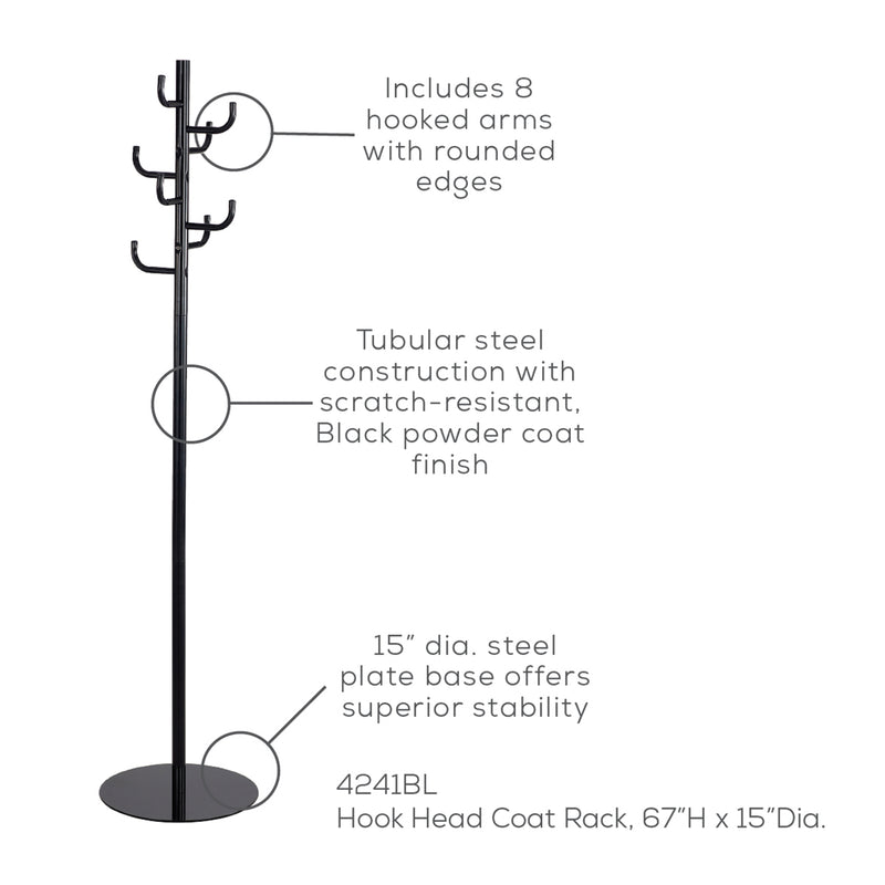 Hook Head Coat Rack, 8 Hook