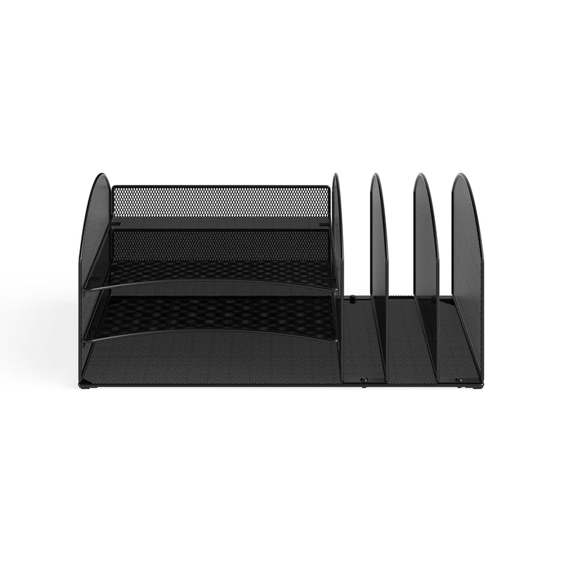 Onyx Desk Organizer, 3 Horizontal / 3 Upright, Mesh, Knock Down