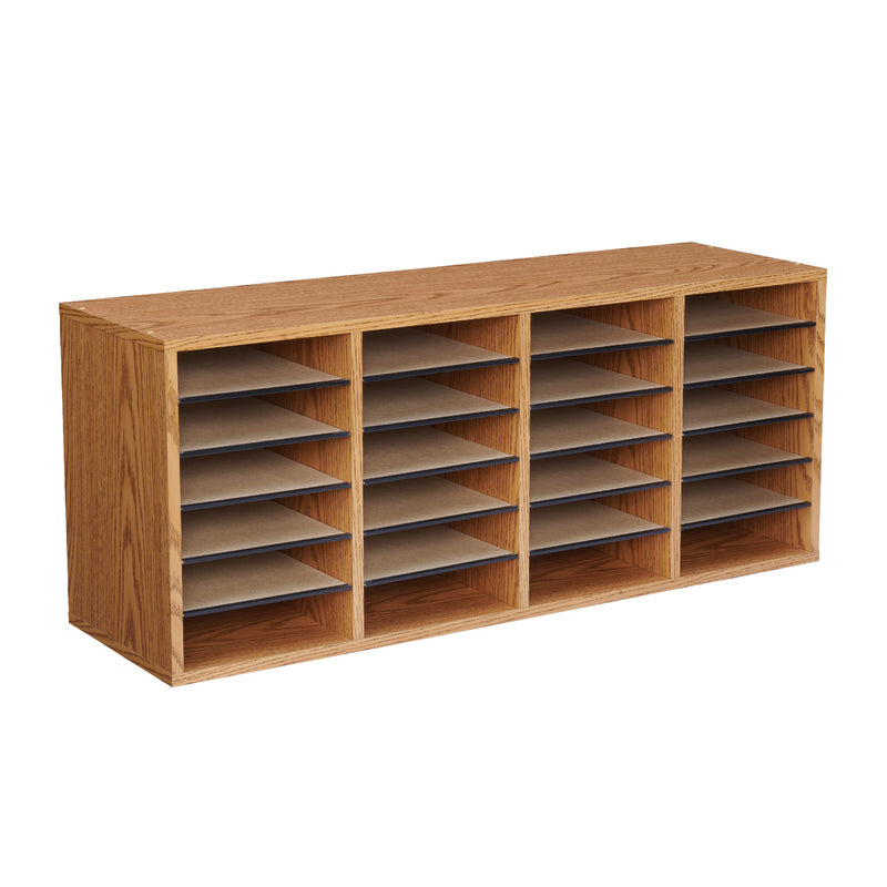 Wood Adjustable Literature Organizer, 24 Compartment