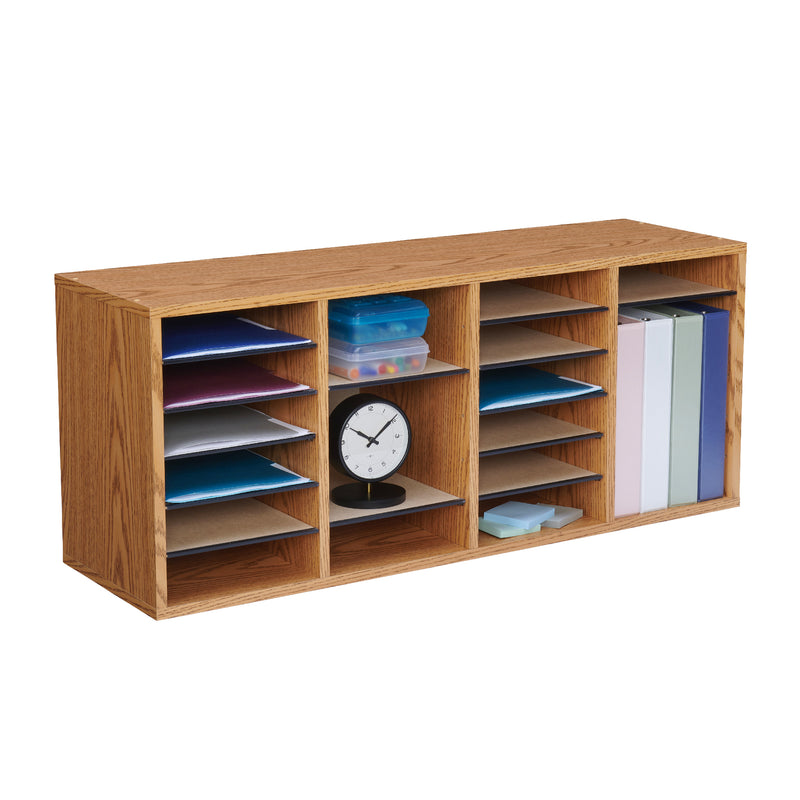 Wood Adjustable Literature Organizer, 24 Compartment