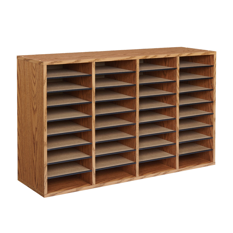 Wood Adjustable Literature Organizer, 36 Compartment