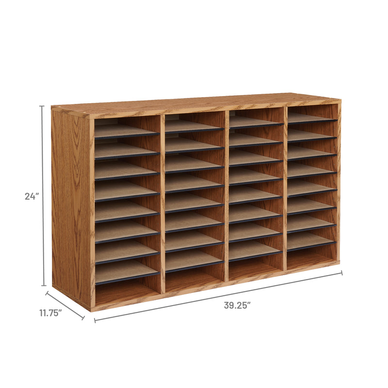 Wood Adjustable Literature Organizer, 36 Compartment