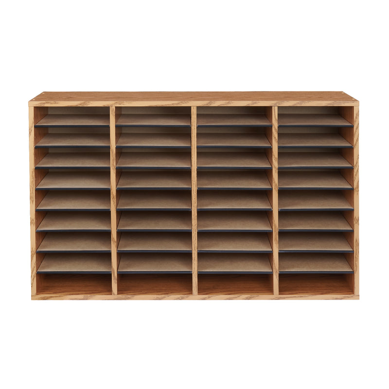 Wood Adjustable Literature Organizer, 36 Compartment