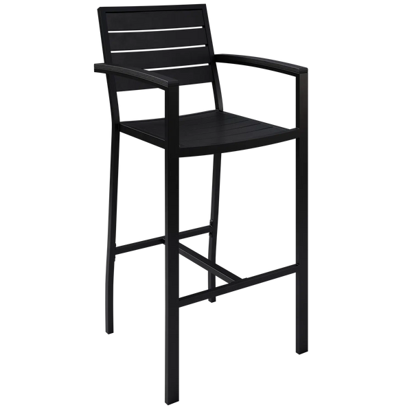 Eveleen Barstool with Arms Indoor / Outdoor Synthetic Polymer Seat and Back