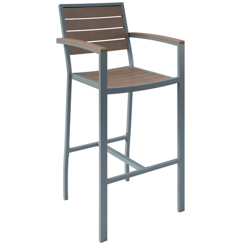 Eveleen Barstool with Arms Indoor / Outdoor Synthetic Polymer Seat and Back